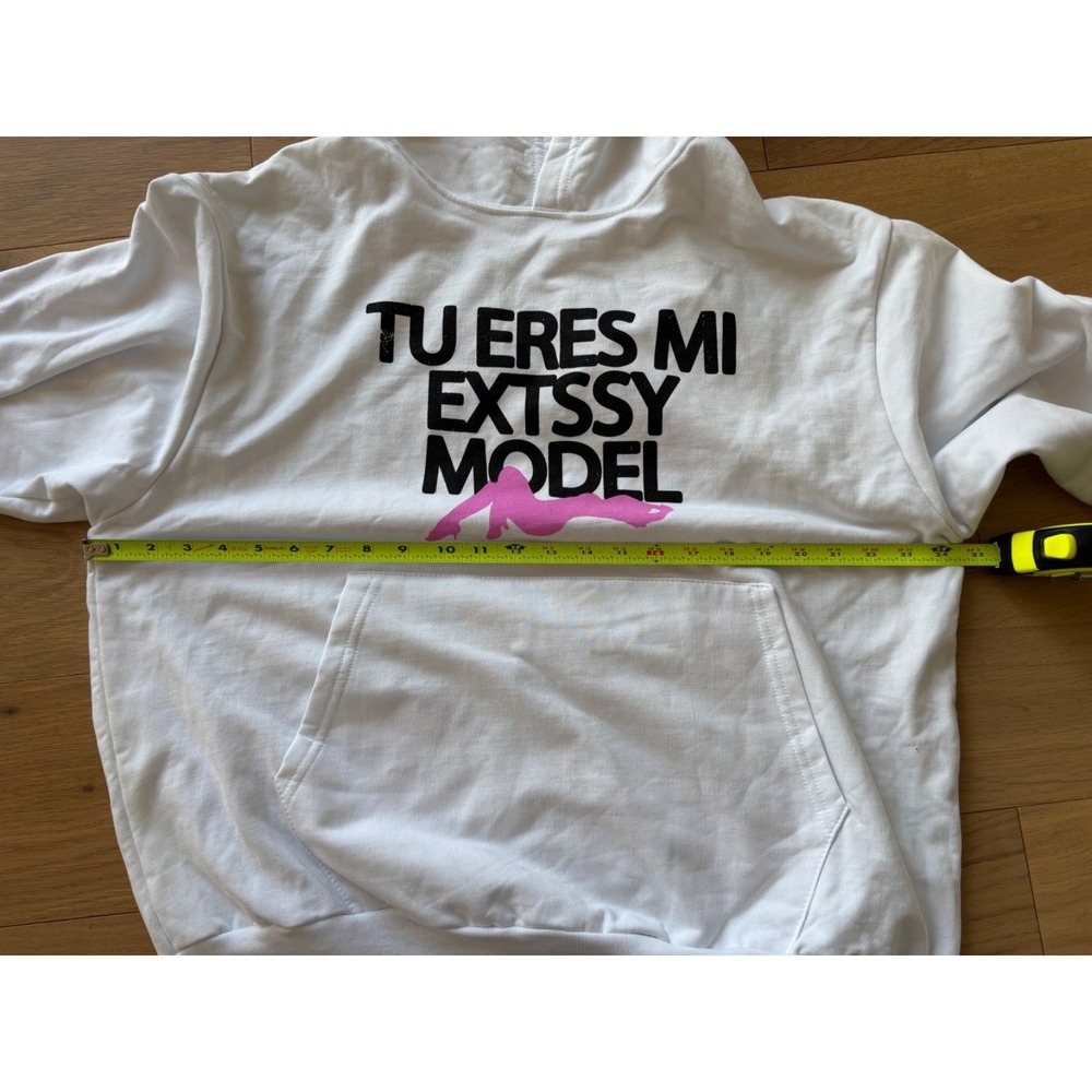 New Sad Boyz X Junior H 'Tu Eres Mi Extssy Model White Pullover Hoodie Size M - Picture 9 of 9